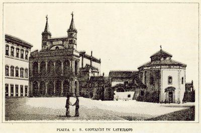 Rom: Piazza Di S Giovanni Laterano (litho) av Italian School