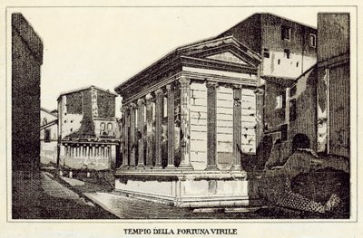 Rom: Temple of Virile Fortune (litho) av Italian School