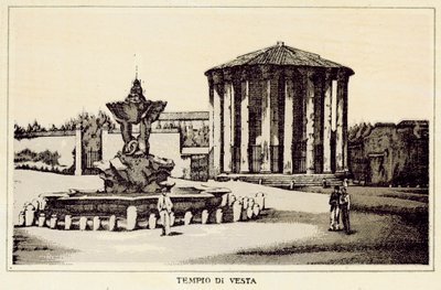 Rom: Vestas tempel (litho) av Italian School