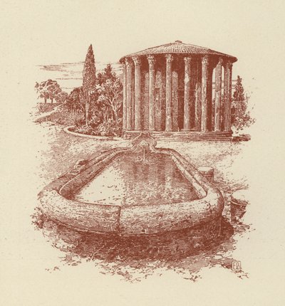 Rom, Vesta-templet (litografi) av Italian School