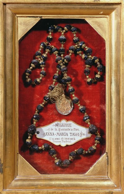 Rosenkrans ges till Anna-Maria Taigi av prinsessan Barberini (guld och ädelsten) av Italian School