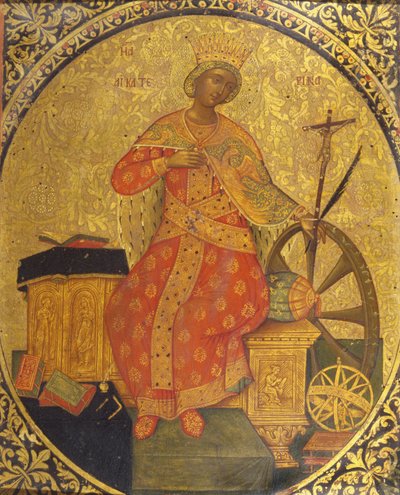 Saint Catherine of Alexandria (tempera och bladguld på panel) av Italian School