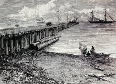 San Leon gruva, ombordstigning däck av malm för Maddalena, gravyr, Sardinien, Italien av Italian School