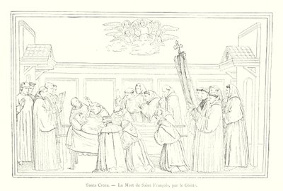 Santa Croce, Den helige Franciskus död, av Giotto (gravyr) av Italian School