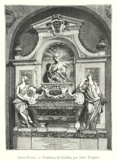 Santa Croce, Galileens grav, av Julio Foggini (gravyr) av Italian School