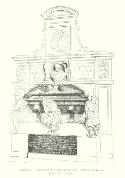 Santa Croce, Michelangelos grav, av Vasari, Skulptur av Lorenzi, Cioli och Giov Dell
