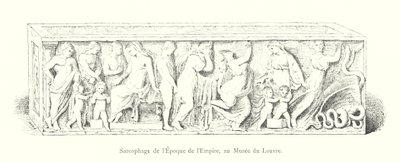Sarkofag från imperiets tid, vid Louvren (gravyr) av Italian School