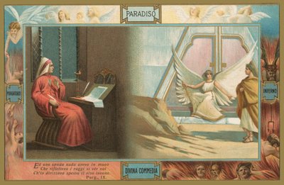 Scen ur Den gudomliga komedin av Dante (chromolitho) av Italian School