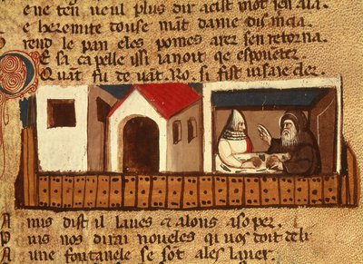 Söker asyl i ett kloster, från Codex Entree dEspagne av Italian School