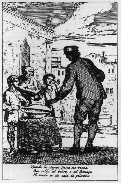Säljare av Polenta på gatorna i Venedig (Venezia) på 1700-talet. av Italian School