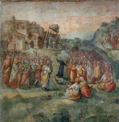 Sankt Hippolytus predikan, detalj av målningen av Sankt Hippolytus och hans följeslagares martyrskap av Italian School