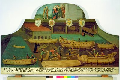Skylt för Marangoni-familjen av skeppsbyggare, venetiansk, 1517 av Italian School