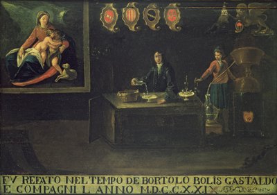 Tecken på Venetian Pharmacists Guild, 1729 (panel) av Italian School