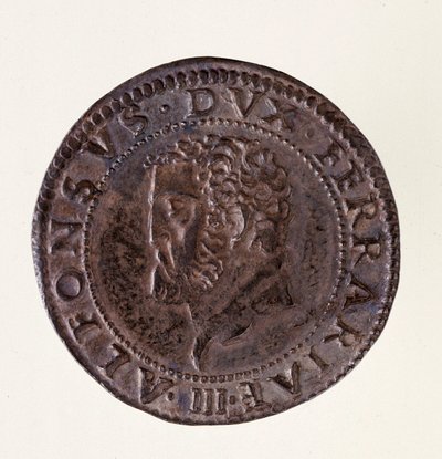 Silvermynt (testen) från Ferrara (Ferrara): hertig Alfonso II d