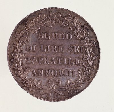 Silver Ecu från Milano. 1800-06-16. Diam 3,9 cm Neapel, arkeologiskt museum av Italian School