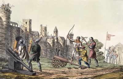 Soldiers and Artillery of the 15th Century, skylt 16 från The History of the Nations (akvatint) av Italian School