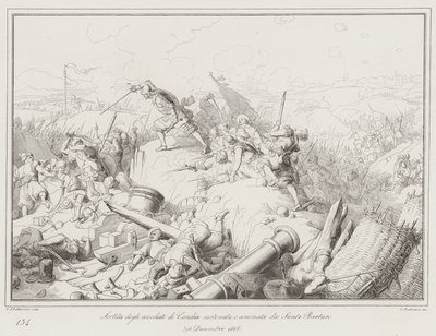 Sortie av de belägrade av Candia stödd och animerad av Sante Barbaro av Italian School