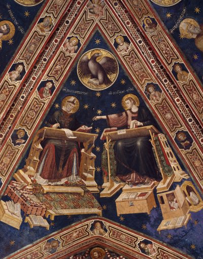 St Augustine och St John the Evangelist av Italian School
