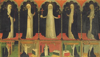 St. Catherine och fyra dominikanska heliga av Italian School