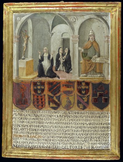 St. Katarina av Siena (1347-80) tar emot Stigmata av Italian School