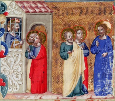 St. Johannes fängslade och skickade två lärjungar till Kristus av Italian School