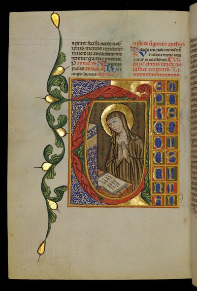 St Scholastica med öppen bok av Italian School