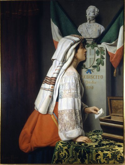 The 1870 plebiscite. On this occasion the Italians voted for Italian unity. Museo del Risorgimento. Milan av Italian School