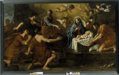 Tillbedjan av herdarna. 1600-talet (olja på duk) av Italian School