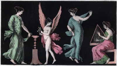 Bacchae - Bacchanterna - gravyr från "" Seder och traditioner för alla folk i universum. Det vill säga historien om regeringen, om lagarna, om milisen, om religionen för alla nationer från de mest avlägsna tiderna till våra dagar "1856 av Italian School