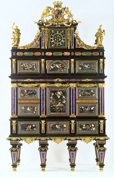 The Badminton Cabinet, c.1720-32 (pietra dura, ebony & ormolu) av Italian School