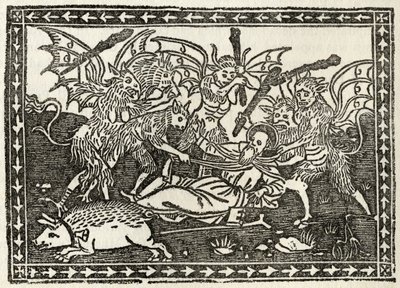The Bastinading of St. Anthony, från "A Catalogue of a Collection of Engravings, Etchings and Woodcuts", av Richard Fisher, publicerad 1879 av Italian School