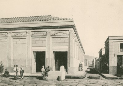 Byggnaden av Eumachia som den var (djuptryck) av Italian School