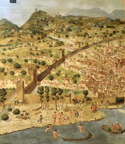 "Carta della Catena" som visar ett panorama över Florens av Italian School