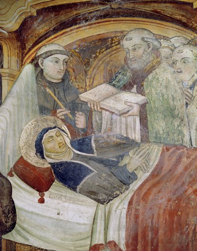 The Death of Saint Scholastica (fresk) av Italian School