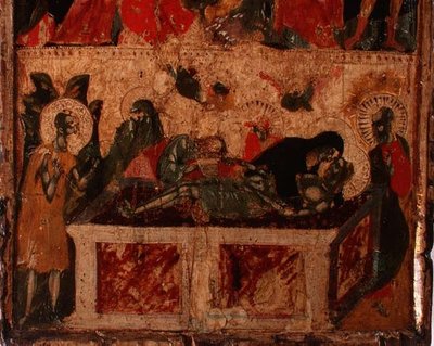 The Deposition of Christ, nedre halvan av en panel (se även 78636) (panel) av Italian School