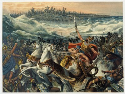 Egyptierna som drunknar i Röda havet - i "Classic Golden Bible: History of Divine Revelation in the Ancient and New Stress" "av Giovanni Ladislao Sykora (vol. 1), översatt av Don Clemente Benetti. (Italiensk bibel) av Italian School