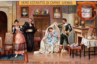 The Exposure of Cherubino, scen från "Figaros bröllop" av Wolfgang Amadeus Mozart av Italian School