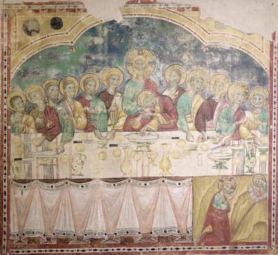 The Last Supper and the Agony in the Garden, c.1300 (fresco transferred to canvas) av Italian School