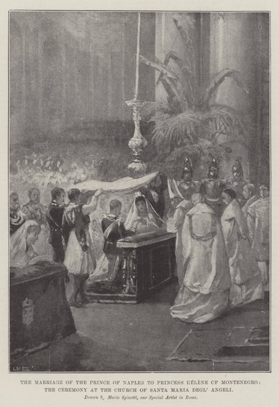 Prinsen av Neapels bröllop med prinsessan Helene av Montenegro, ceremonin i kyrkan Santa Maria Degl