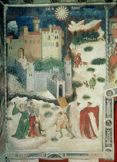 Januari månad, ca 1400 (fresk) (se även 498706) av Italian School