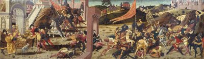 Morelli Cassone som visar gallerna besegrade av Marcus Furius Camillus (huvudpanel) av Italian School