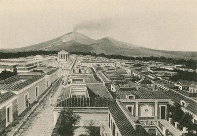 Panorama över Pompei som det var (gravyr) av Italian School