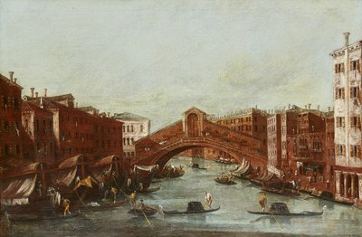 Rialtobron från Canal Grande (olja på duk) av Italian School