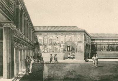 The Stabian Baths - Stuckaturernas innergård som den var (gravyr) av Italian School