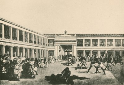 The Stabian Baths - The Wrestling-Place som den var (gravyr) av Italian School