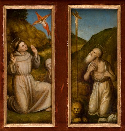 Stigmatiseringen av de heliga Franciskus och Hieronymus, ca 1480 (olja på panel) av Italian School