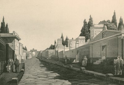 The Street of the Tombs som den var (gravyr) av Italian School