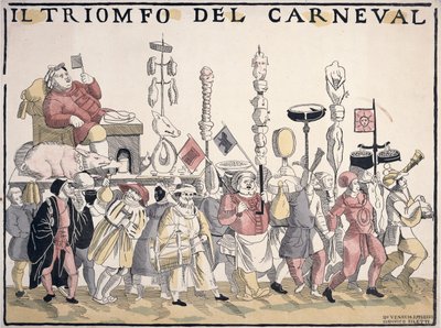 Karnevalens triumf (färggravyr) av Italian School