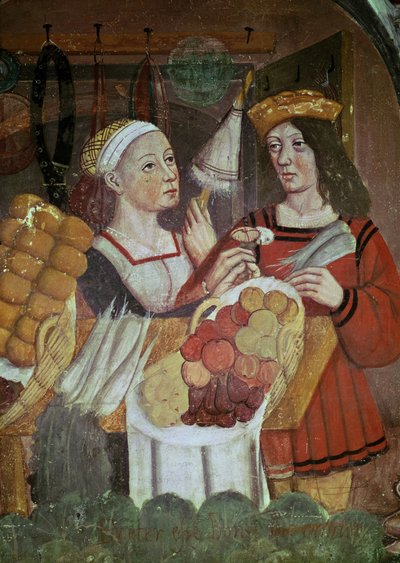 Grönsaksmarknaden (fresk) (detalj) av Italian School