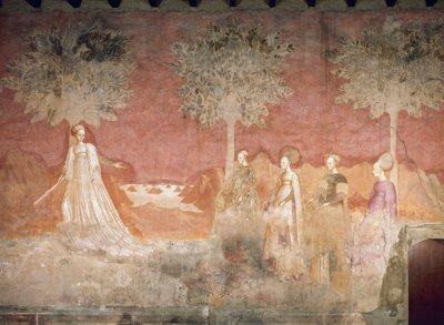 Bollspelet, scen från spelcykeln, ca 1445-1450, fresk, Palazzo Borromeo, Milano, Lombardiet, Italien av Italian School